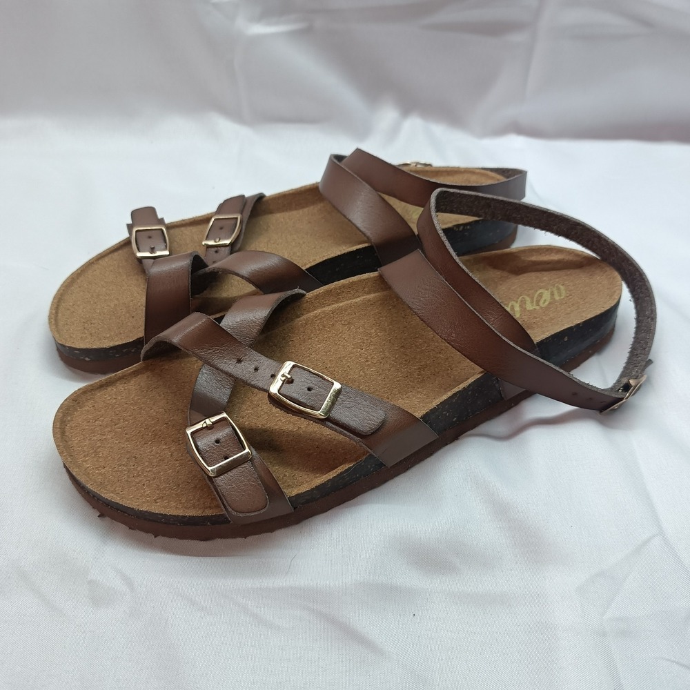 Aerie Strappy Ankle Sandals Womens 10 Brown Casual Comfort Summer Adjustable